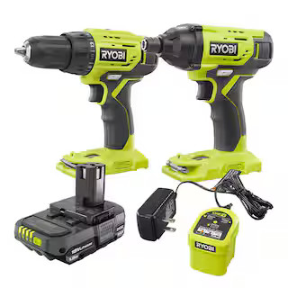 RYOBI ONE+ 18V Cordless 1/2 in. Drill/Driver and Impact Driver Combo Kit with (1) 1.5 Ah Battery,... | The Home Depot