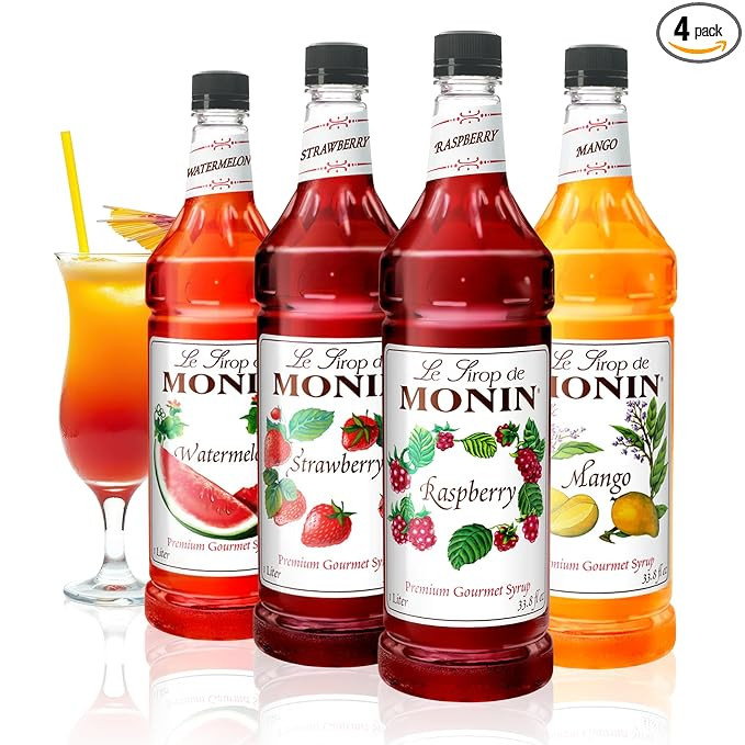 Monin - Summer Variety Pack, Fruit Flavored Syrup, Mango, Strawberry, Raspberry, & Watermelon Syr... | Amazon (US)