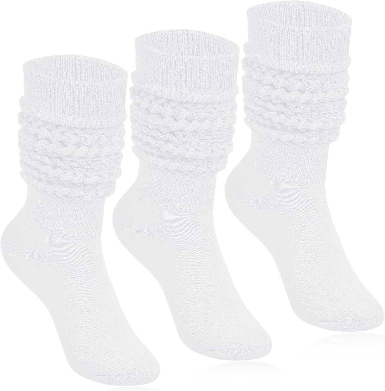 Kiibsot 3 Pairs Slouch Socks for Women 80s 90s Scrunch Socks Heavy Soft Extra Long Scrunchie Sock... | Walmart (US)