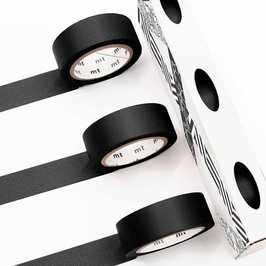 MT Washi Masking Tape - Kamoi Paper Washi Adhesive Tape - 15mm * 7m, Black | Amazon (US)