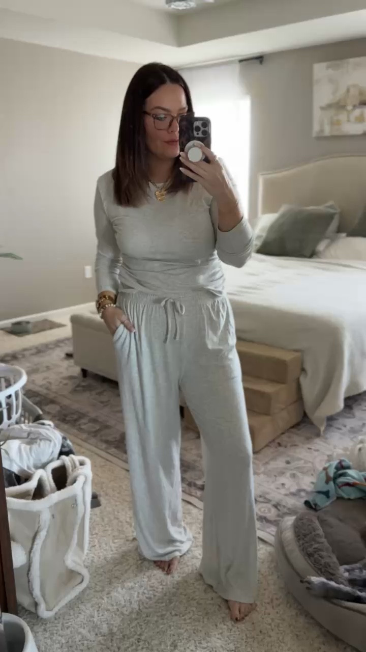 I love this matching set so much, I have it in 3 colors! Wearing true size large and got the 31” in seam. I’m 5’7” and was really long. It shrunk a little after washing/drying. Also comes in a t-shirt option. // matching loungewear set / mom comfy outfit / midsize mom fashionn

#LTKStyleTip #LTKFindsUnder50 #LTKMidsize