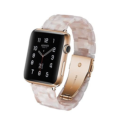 Herbstze Replacement Smartwatch band for iWatch 38mm/40mm, Resin Watch Band Bracelet with Metal Stai | Amazon (US)