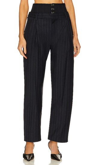 Silas Pinstripe Corset Trouser in Navy Tatum Pinstripe Combo | Revolve Clothing (Global)
