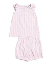 Girls 2pc Gingham Amelie Top And Shorts Pajama Set | TJ Maxx