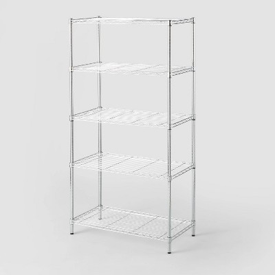 5 Tier Wire Shelving Chrome - Brightroom™: Adjustable Metal Shelving Unit, 72.63" H, 350 lb Capacity, Silver, 5 Shelves | Target