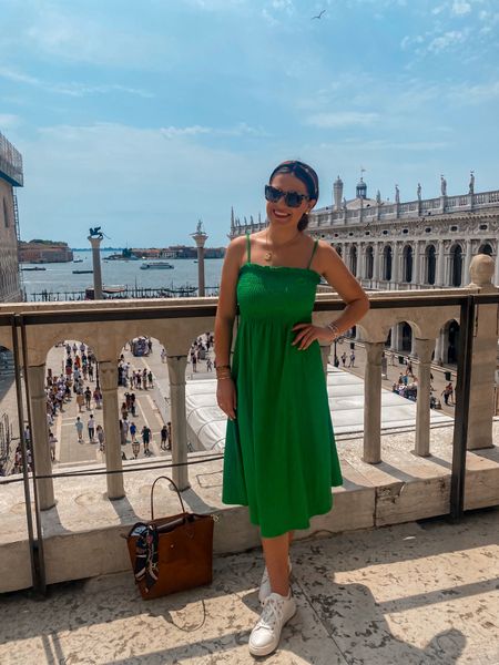Italy outfit, Italian summer outfit, Europe outfit, travel outfit, summer outfit, H&M dress, midi dress, Gucci dupe headband, Longchamp tote, initial necklace

#LTKtravel #LTKstyletip #LTKxNSale