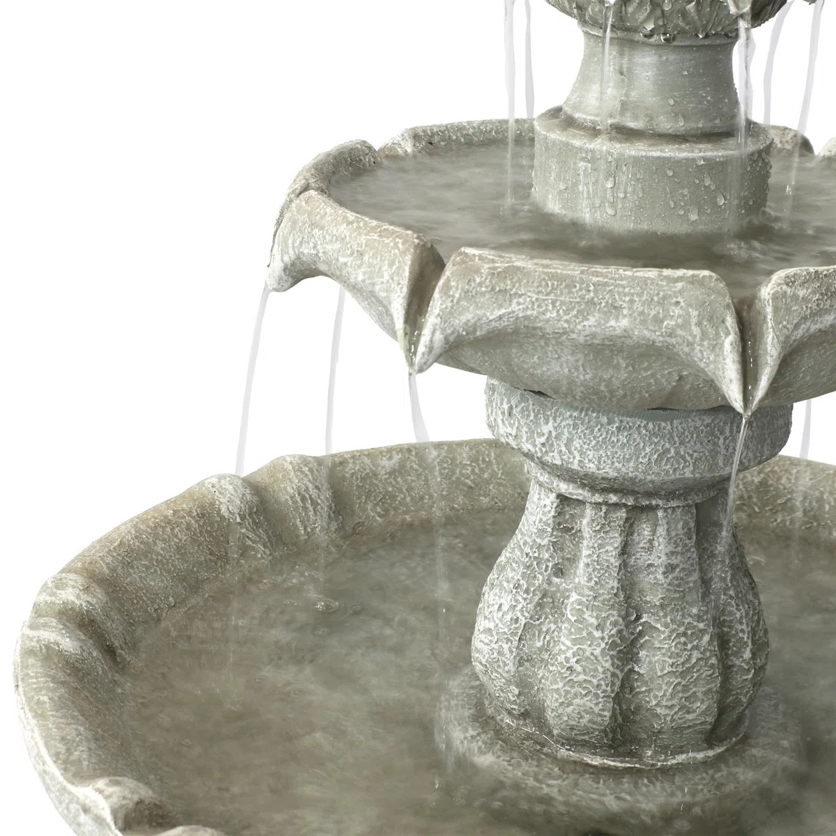 Malpelo Traditional 2-Tier Resin Solar Water Fountain with Battery Backup - White | Wayfair North America