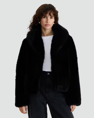 F&F Faux Fur Jacket in Black | Tesco F&F