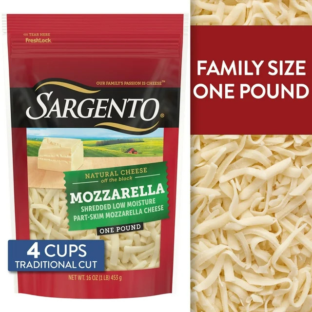 Sargento® Shredded Mozzarella Natural Cheese, Traditional Cut, 16 oz. | Walmart (US)