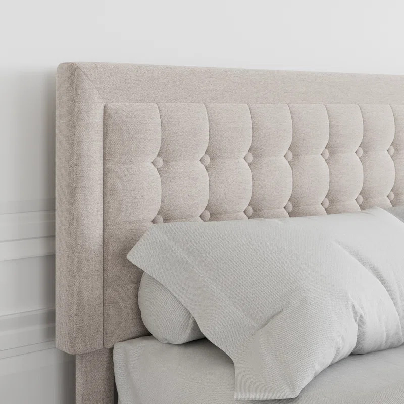 Tufted Upholstered Platform Bed with Adjustable Headboard | Wayfair North America