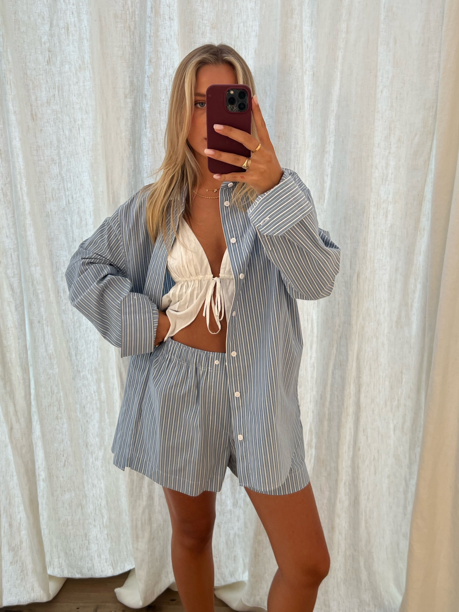 Chic shirt and short set!! Prettiest stripe blue pattern 🩵🤍 from St Agni! 

#LTKstyletip #LTKaustralia #LTKGiftGuide