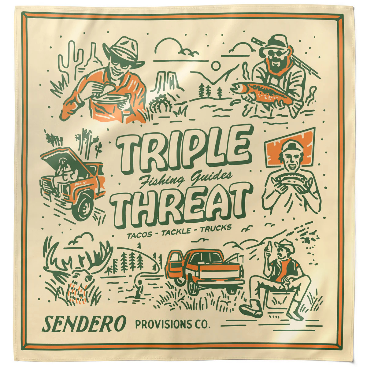 Triple Threat Bandana - Green | Sendero Provisions Co.