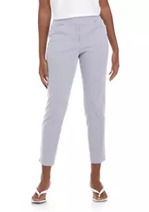 Chambray Stripe Cropped Side Slit Pants | Belk