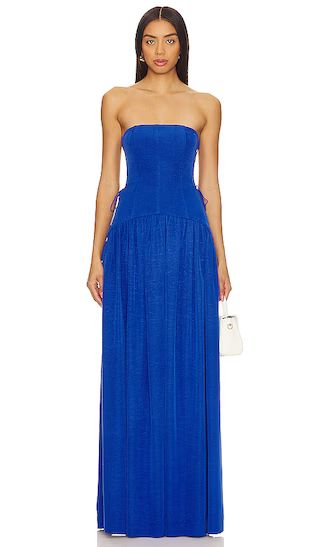 Vento Lace Up Strapless Maxi Dress in Cobalt | Revolve Clothing (Global)