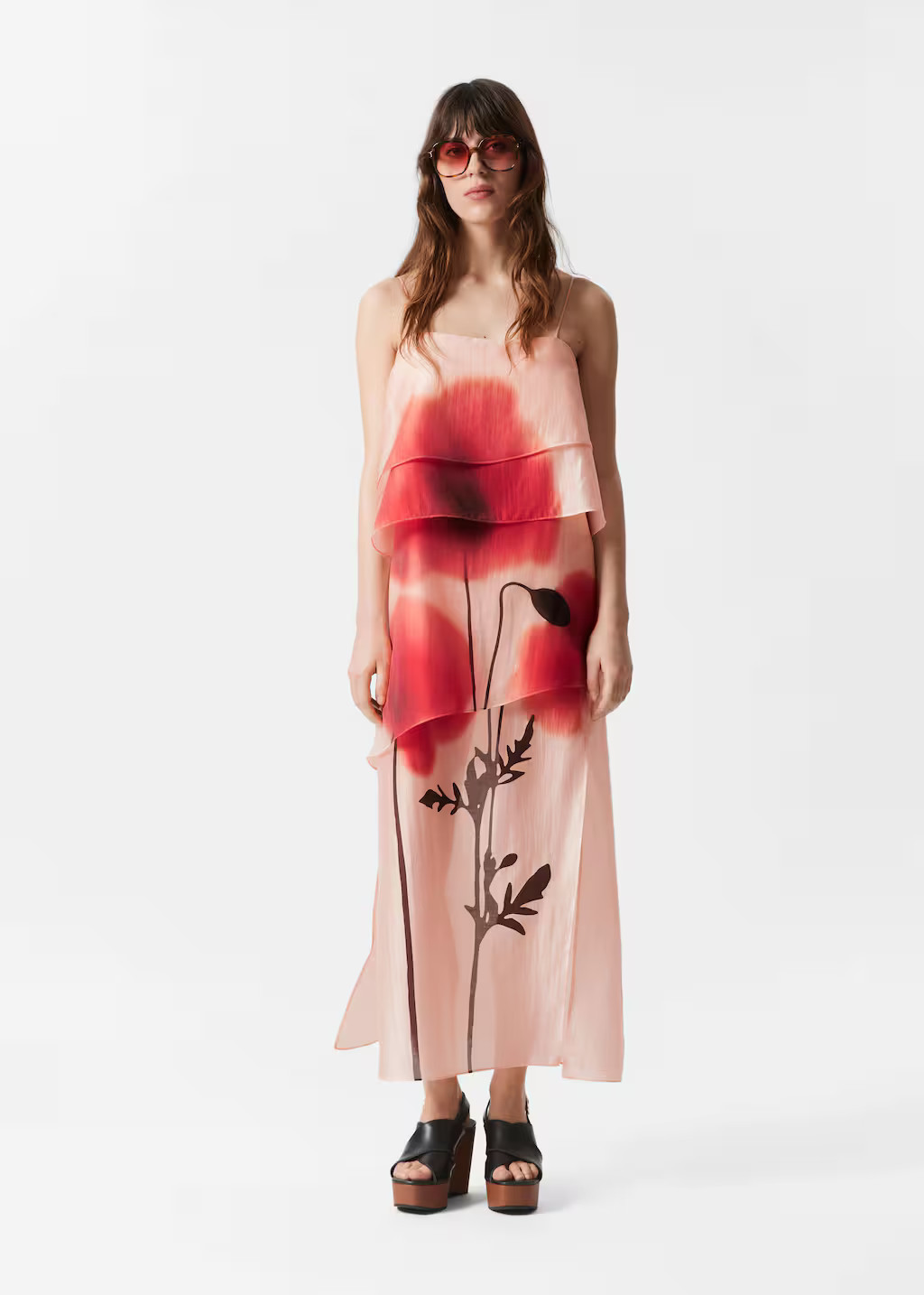 Floral-Appliqué Maxi Dress - Peach/Red Floral - & Other Stories GB | & Other Stories UK