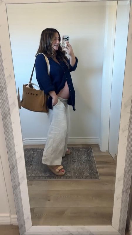 Styled my favorite sandals of the season with linen pants and an oversized button down for a coastal chic look! 

Button down size xs (runs big- size down)
Linen pants size medium short
Sandals run true to size

Maternity fashion, summer essentials, Free People, linen, travel outfit, summer outfit, petite fashion 

#LTKStyleTip #LTKTravel #LTKBump