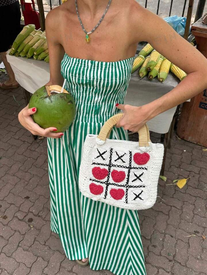 SHEIN Essnce Long Striped Halterneck Sleeveless Dress | SHEIN