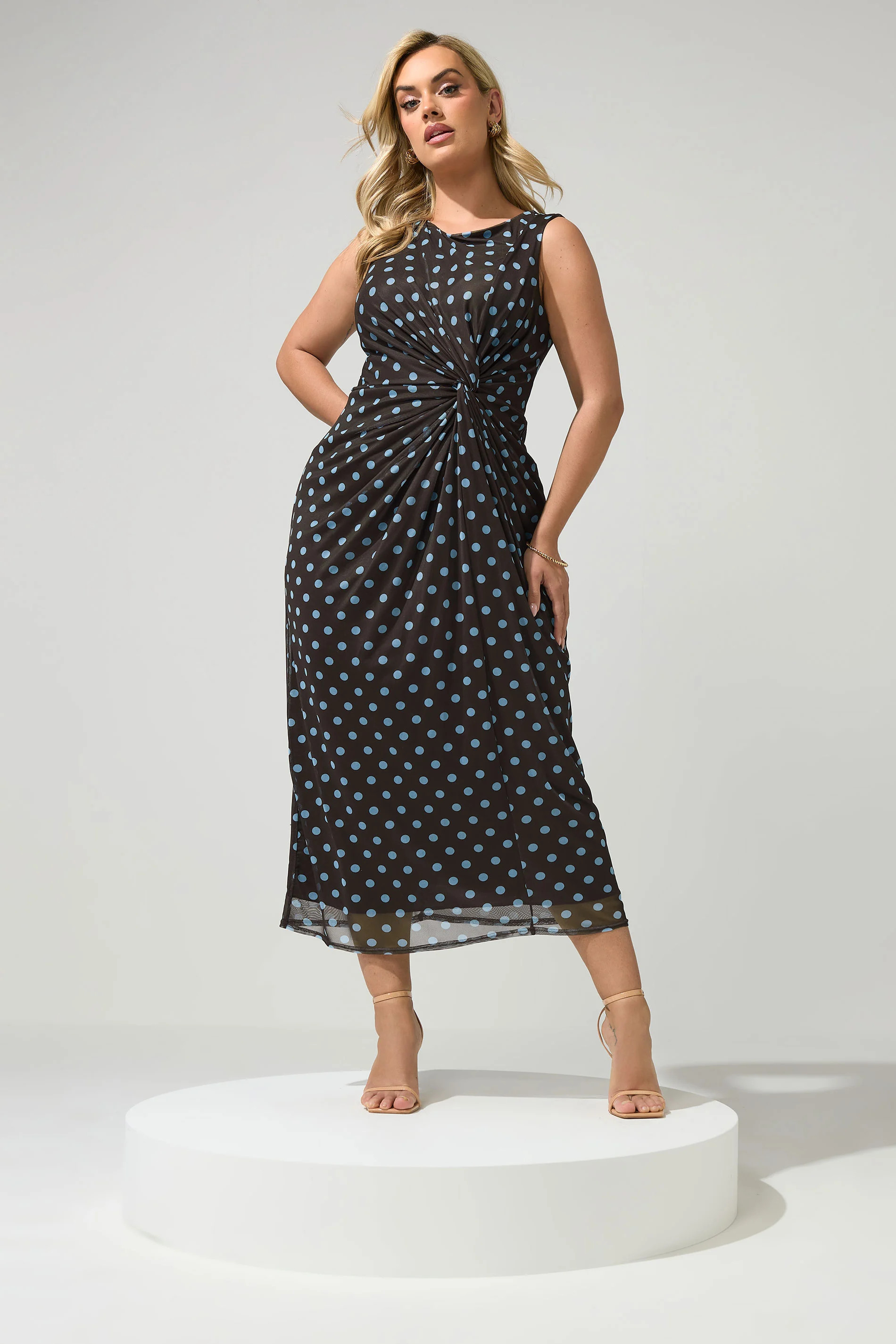 YOURS LONDON Plus Size Chocolate Brown Polka Dot Dress | Yours Clothing UK