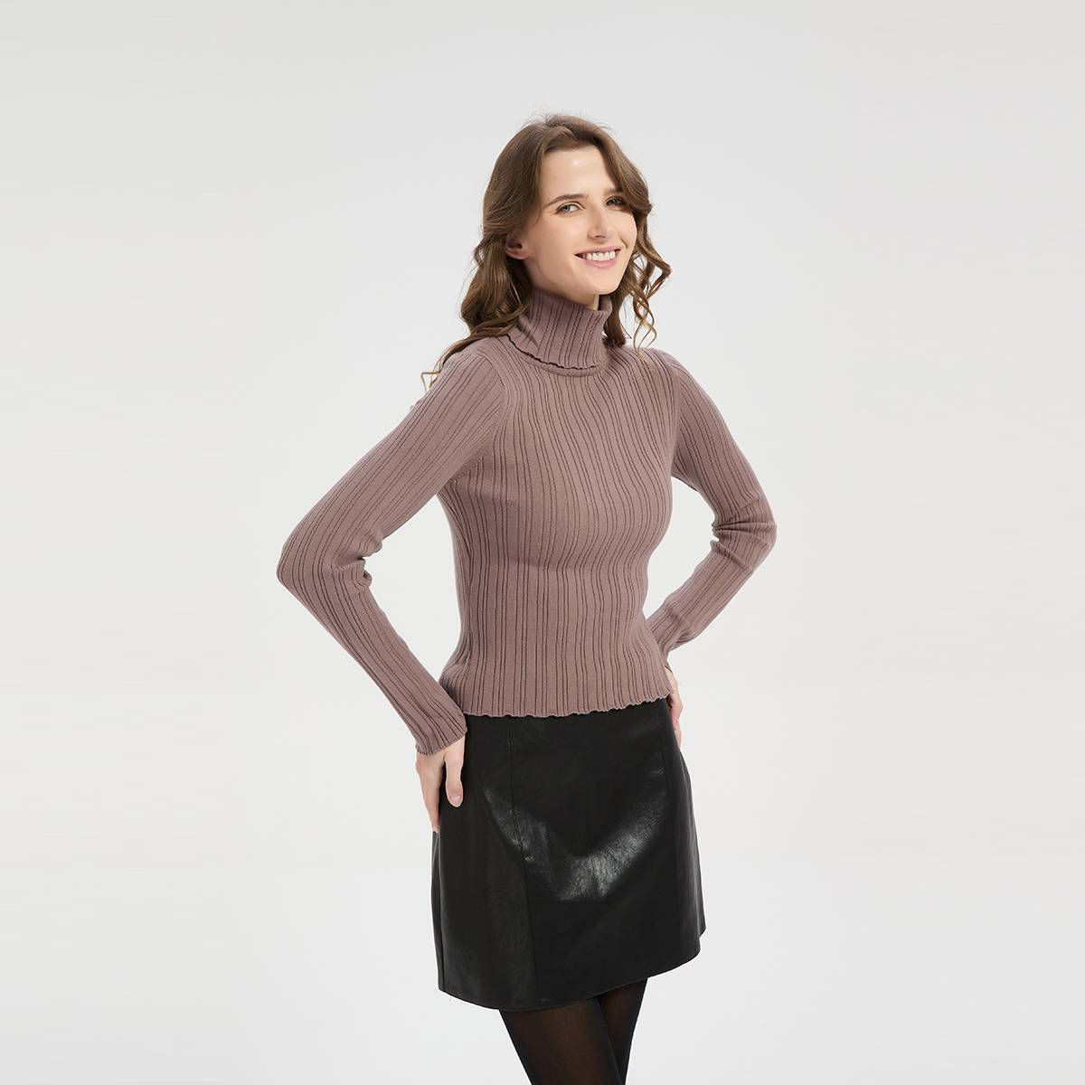 Women's Ribbed Turtleneck Sweater - A New Day™ Brown S | Target