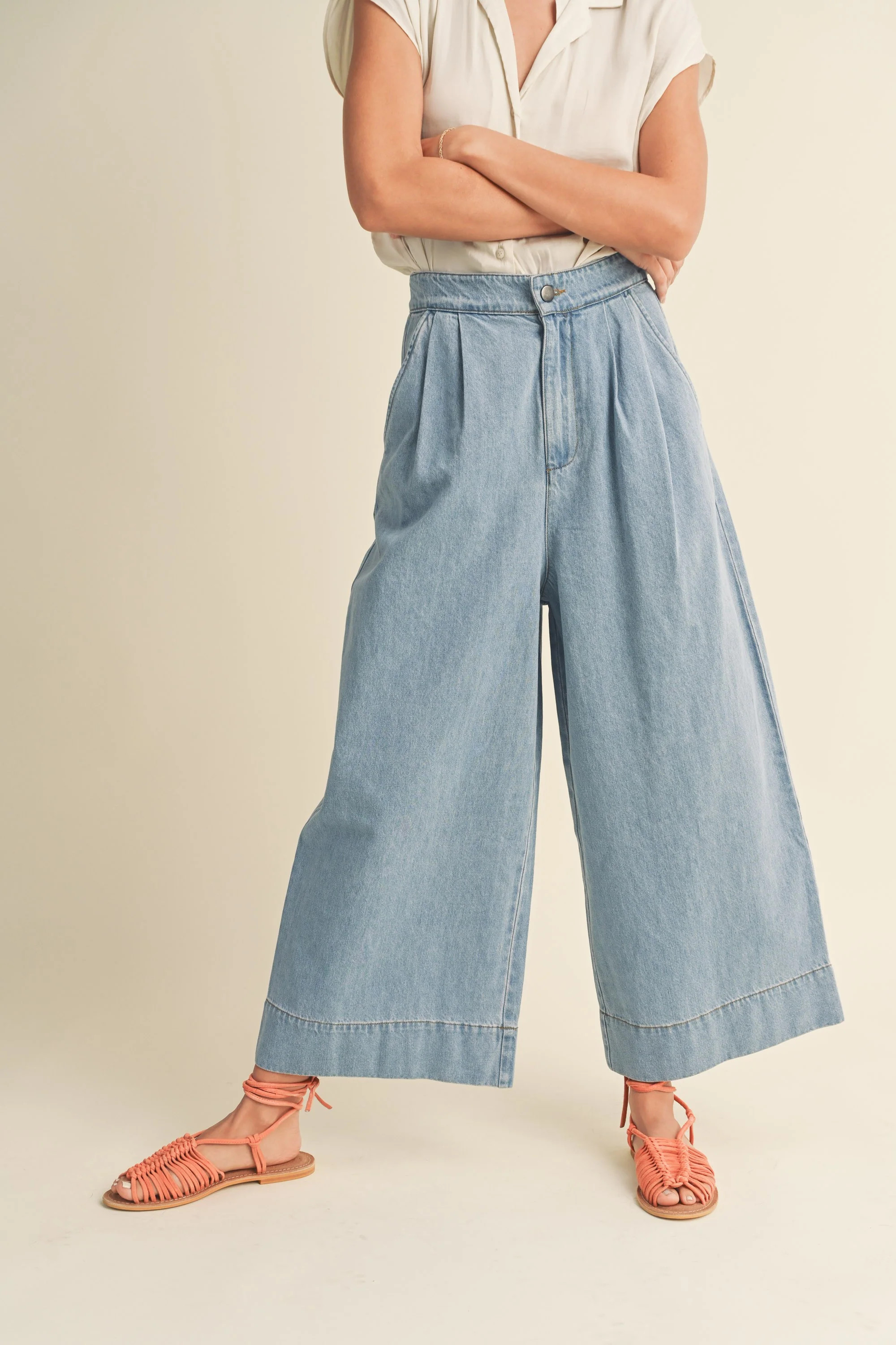 WIDE LEG WASHED DENIM | HARRINGTONS