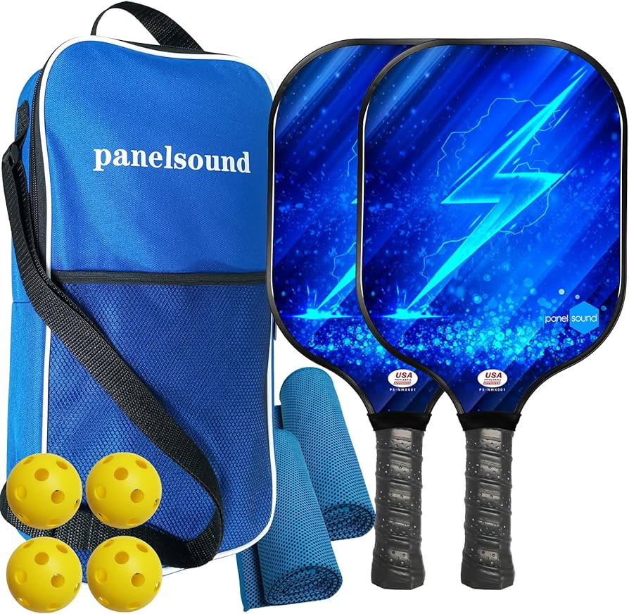 Panel Sound USAPA Approved Fiberglass Pickleball Paddles Set of 2, Lightweight Pickleball Rackets... | Amazon (US)
