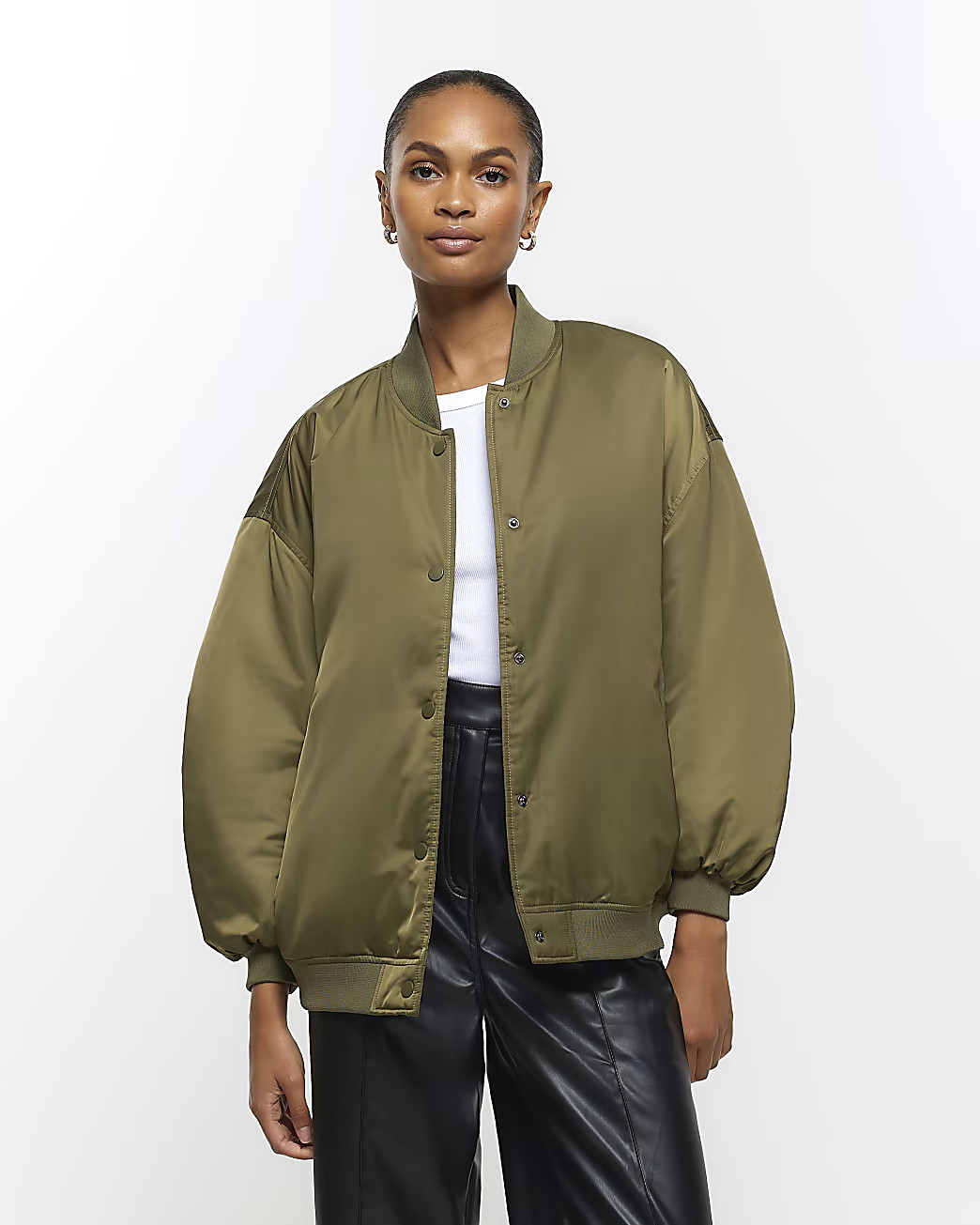 Khaki casual bomber jacket | River Island (UK & IE)