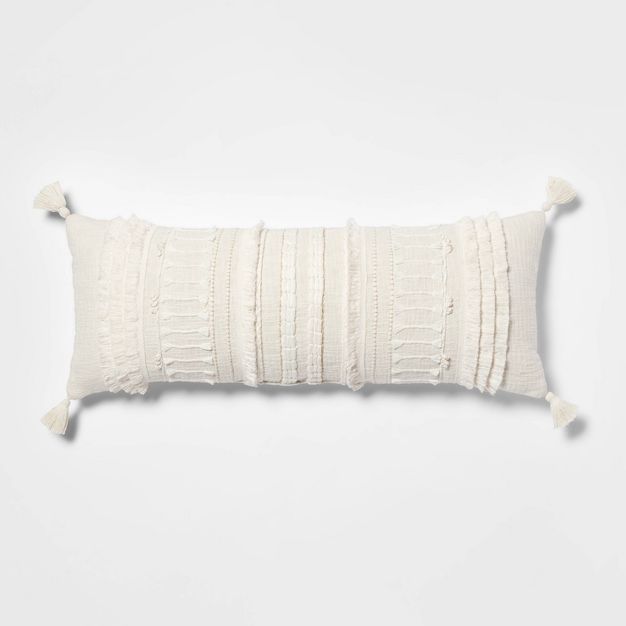 Oversized Oblong Woven Knotted Fringe Decorative Throw Pillow Natural - Threshold&#8482; | Target