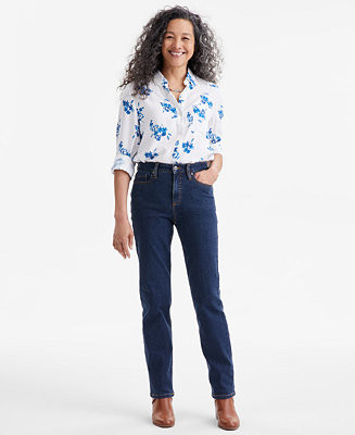 Women's High Rise Straight-Leg Jeans, Regular, Short and Long Lengths | Macy's