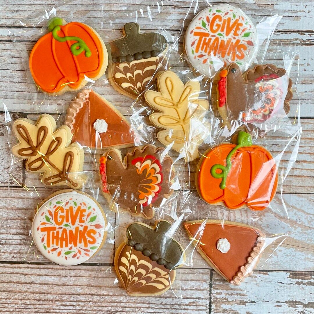 12 Count Thanksgiving Fall Themed Decorated Sugar Cookies - Etsy | Etsy (US)