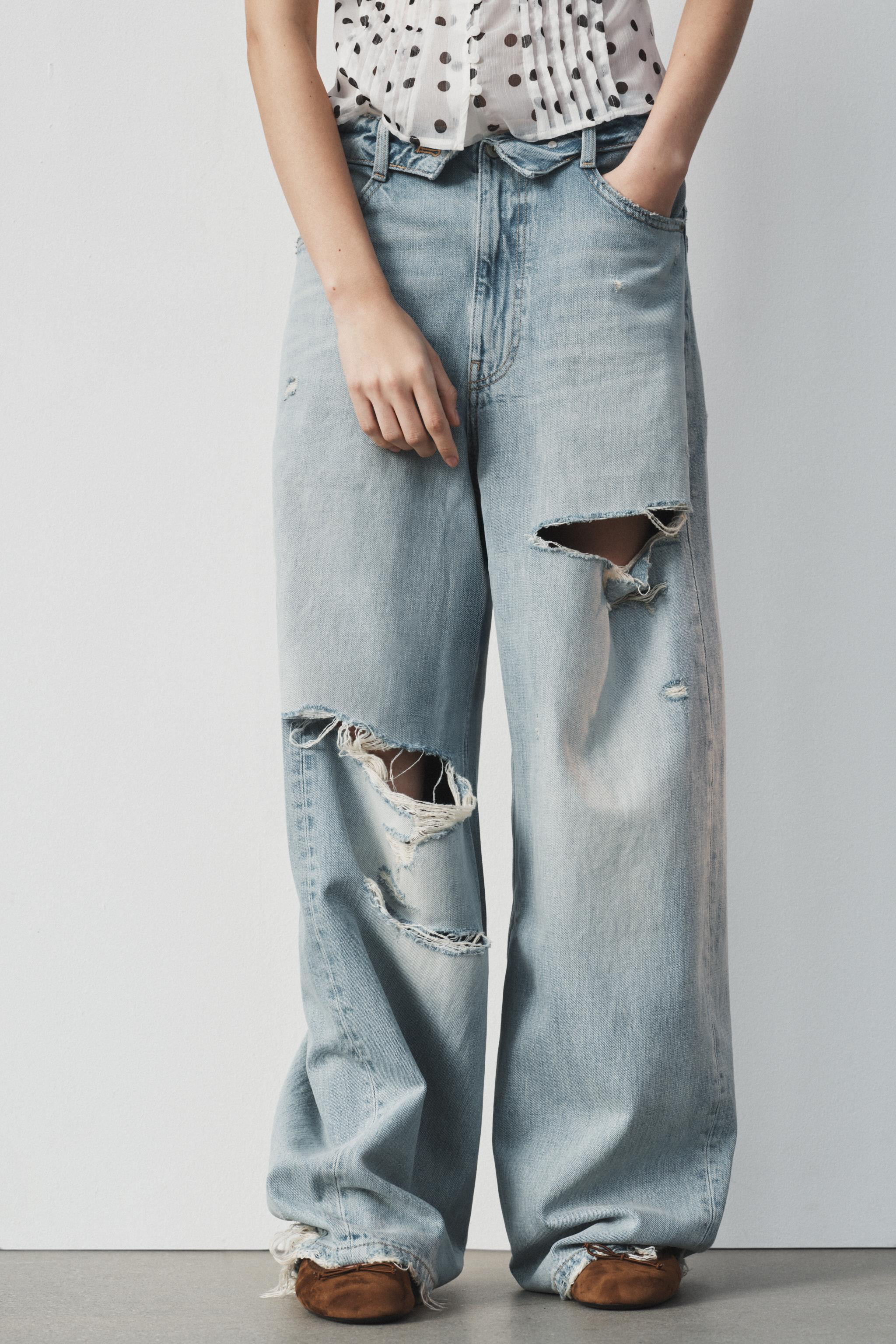 TRF FOLDED WAIST MID-RISE JEANS | Zara US