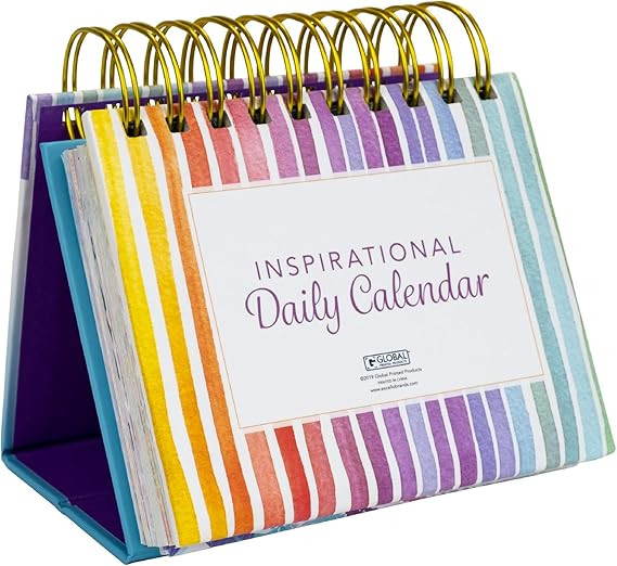 Motivational & Inspirational Perpetual Daily Flip Calendar Self-Standing Easel (Rainbow Stripe) | Amazon (US)