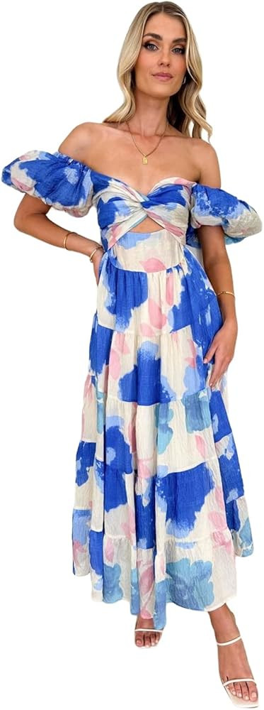Spring Formal Dresses for Women 2024, V-Neck Floral Long Dress, Casual Summer Dresses for Women 2... | Amazon (US)