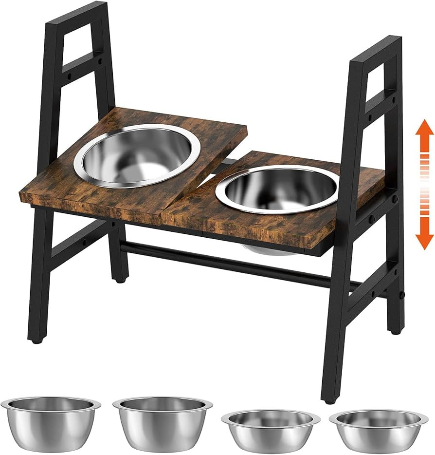 FavePaw Dog Bowls Elevated, Adjustable Raised Dog Bowls with 4 Stainless Steel Bowls and 0-15°Ad... | Amazon (US)