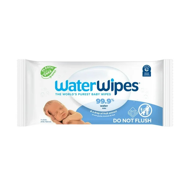 WaterWipes Plastic-Free Original Baby Wipes, 99.9% Water Based Wipes, Unscented for Sensitive Ski... | Walmart (US)