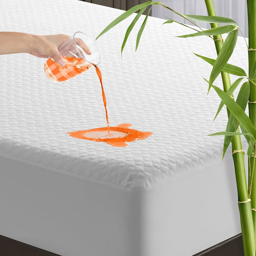 RISAR Full Size Bed Waterproof Mattress Protector - Cooling Water Proof Bamboo Mattress Cover for... | Amazon (US)