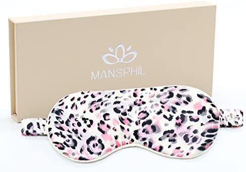 MANSPHIL Mulberry Silk Eye Sleeping Mask, Leopard Pink Print Pattern, 22 Momme 100% Silk Filled S... | Amazon (US)
