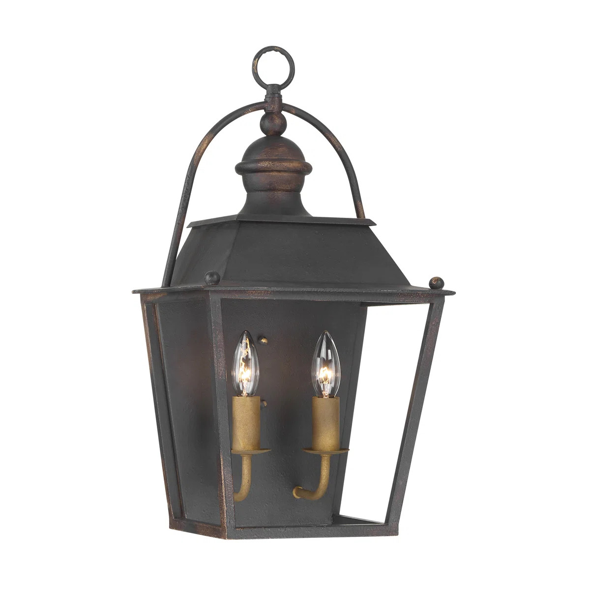 Anyfer 2 Light Wall Sconce in Antique Black Iron | Wayfair North America