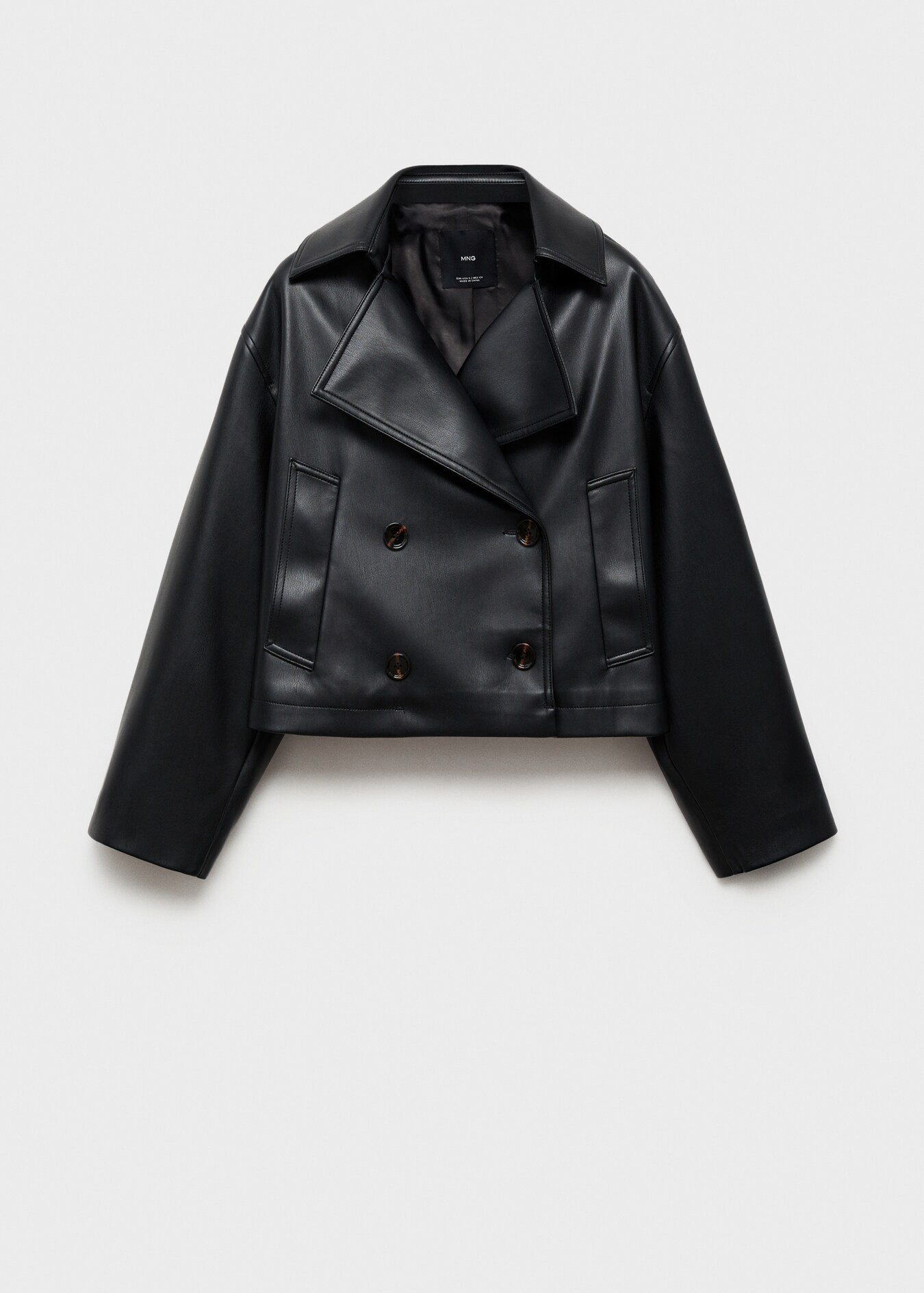 Leather-effect cropped jacket - Women | MANGO USA | Mango (US/MX/AU)