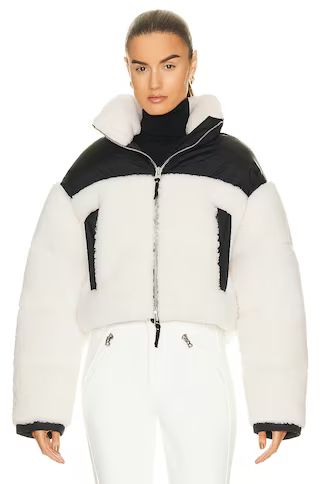 Shoreditch Ski Club Maya Shearling Puffer Jacket in Natural White & Black | FWRD | FWRD 