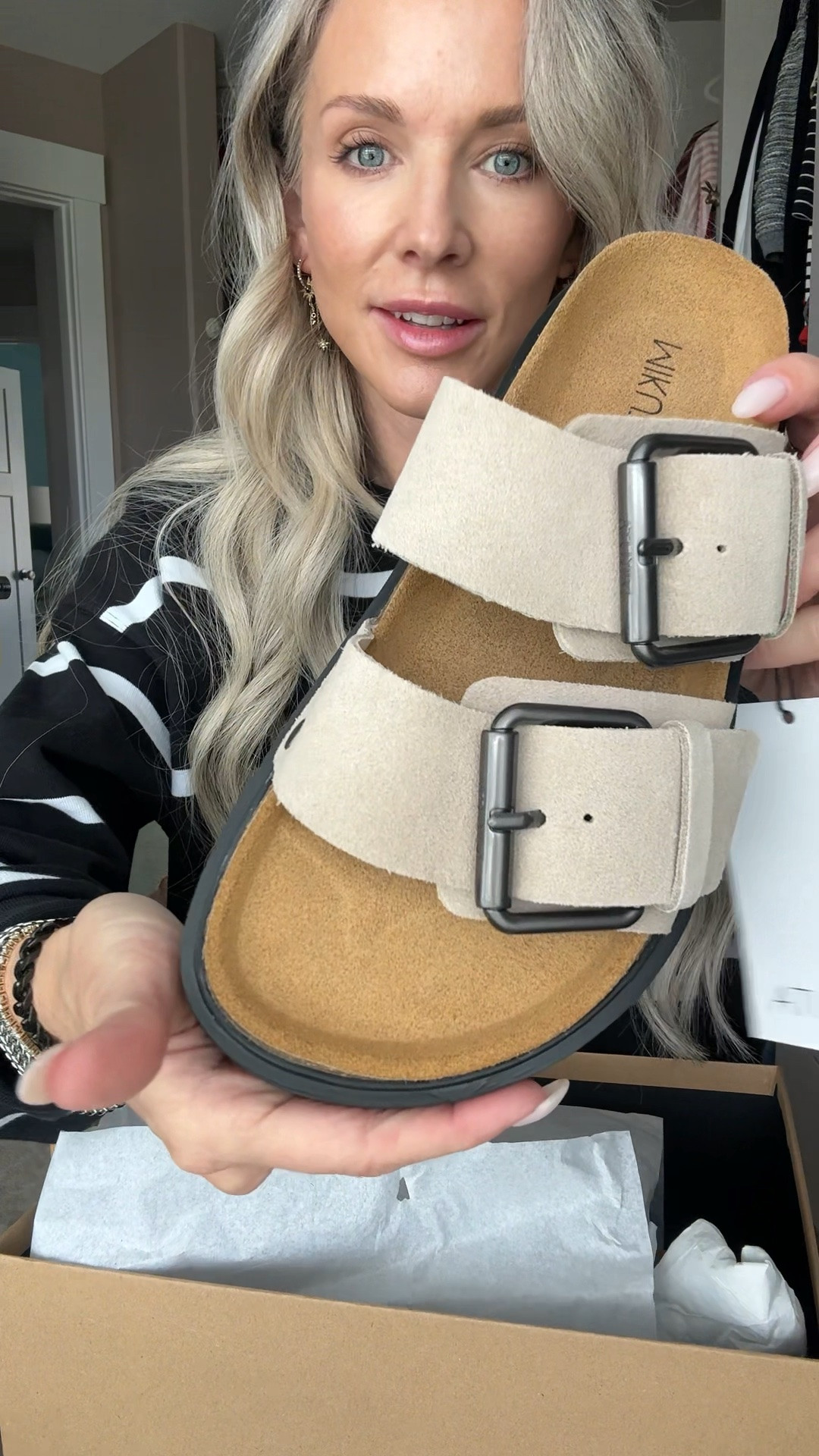 Just unboxed a gorgeous gift from Mikuta — two beautiful bracelets including one I’ve been obsessed with for a while, plus the most comfortable sandals I’ve worn in a long time. Everything is effortless and elevated. Linking it all in my shop! 🖤

#LTKOver40