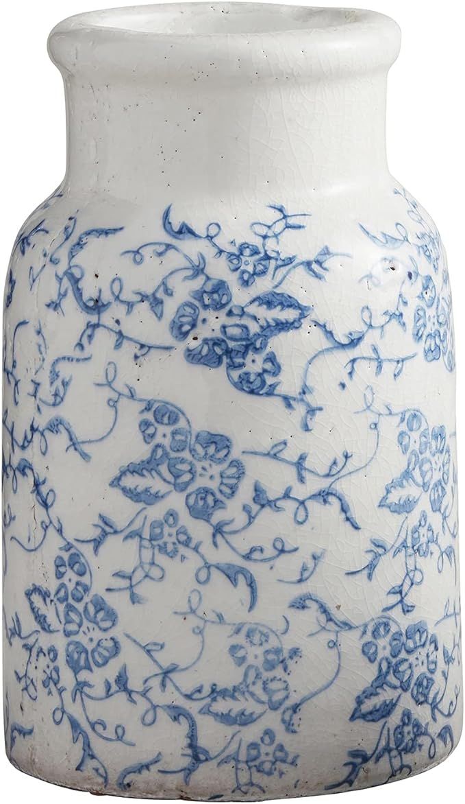 47th & Main Vintage Ceramic Jar Pot, 7.75" Tall, Blue/White | Amazon (US)