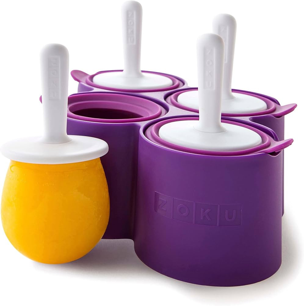 ZOKU Round Pop Molds - 4 Silicone Popsicle Molds with Reusable Sticks and Drip Guards, Easy-Relea... | Amazon (US)