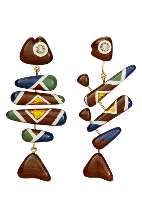 Tory Burch Geo Fish Mismatched Drop Earrings in Rolled Gold /Multi at Nordstrom | Nordstrom