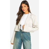 Womens Double Breasted Boxy Crop Blazer - Beige - 8, Beige | Boohoo.com (UK & IE)