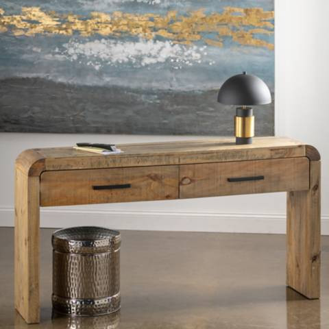 Pleasant Grove 64" Wide Pine Wood 2-Drawer Console Table - #86H02 | Lamps Plus | Lamps Plus