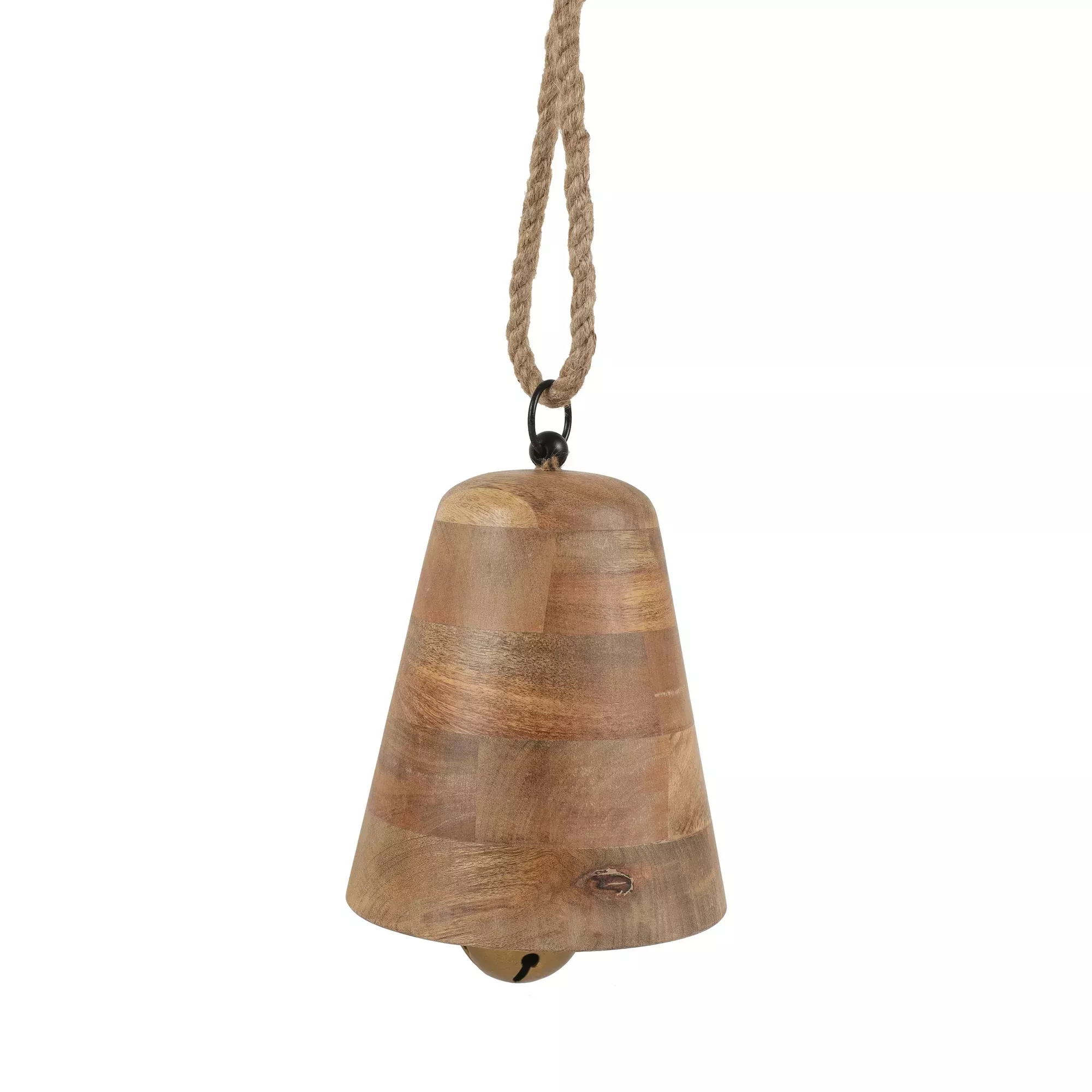 My Texas House Wood Jingle Bell Christmas Hanging Décor in Natural Finish,  10 inch 
