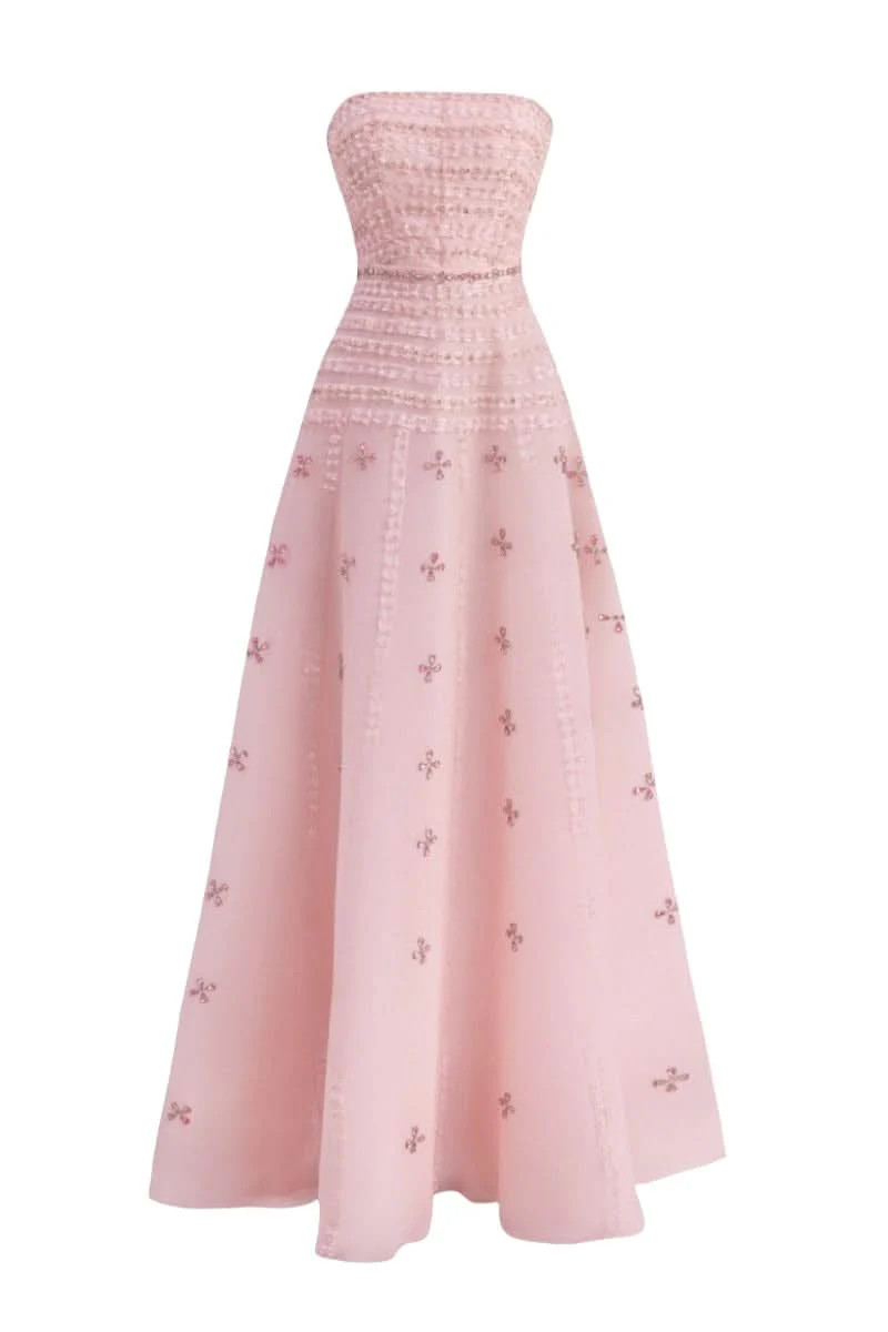 PINK CRYSTAL EMBELLISHED A-LINE MAXI DRESS | HAPPY CLOTHING | CULT MIA | CULT MIA UK LTD