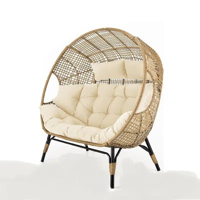 Double Egg Chair Indoor Outdoor Stationary Oversized Thicken Padded Cushions,2 Person Egg Loveseat Chair,680 lbs Extra Large Lounge Chair for Patio Ba | Wayfair North America