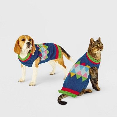 Geo Print Dog and Cat Sweater - Blue - Wondershop™ | Target