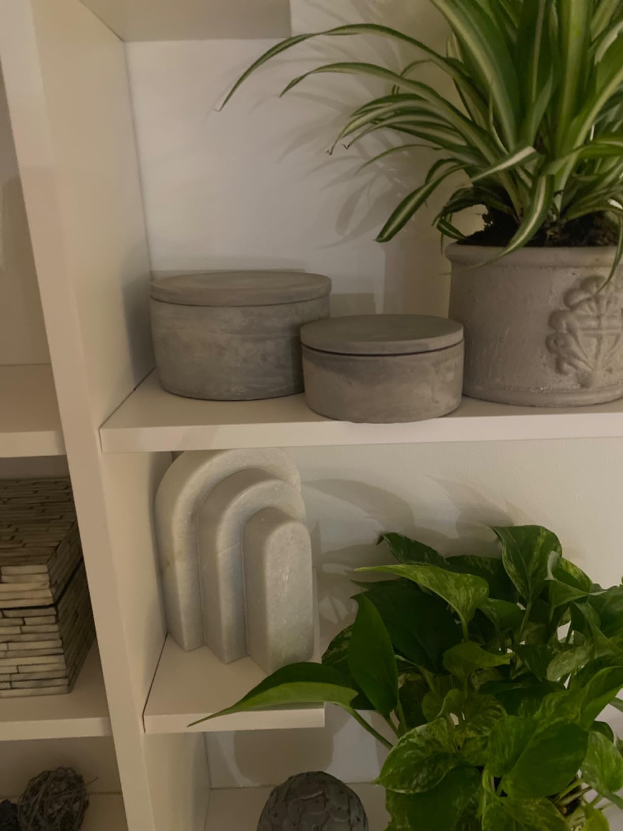 Bloomingville A75500081 Set of 2 Grey Round Decorative Cement Lids Boxes | Amazon (US)